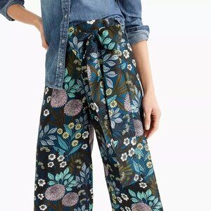 J.Crew x Abigail Borg 100% Silk Dark Floral Wide-leg Pants
